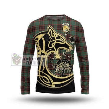 Buchan Ancient Tartan Long Sleeve T-Shirt with Family Crest Celtic Wolf Style