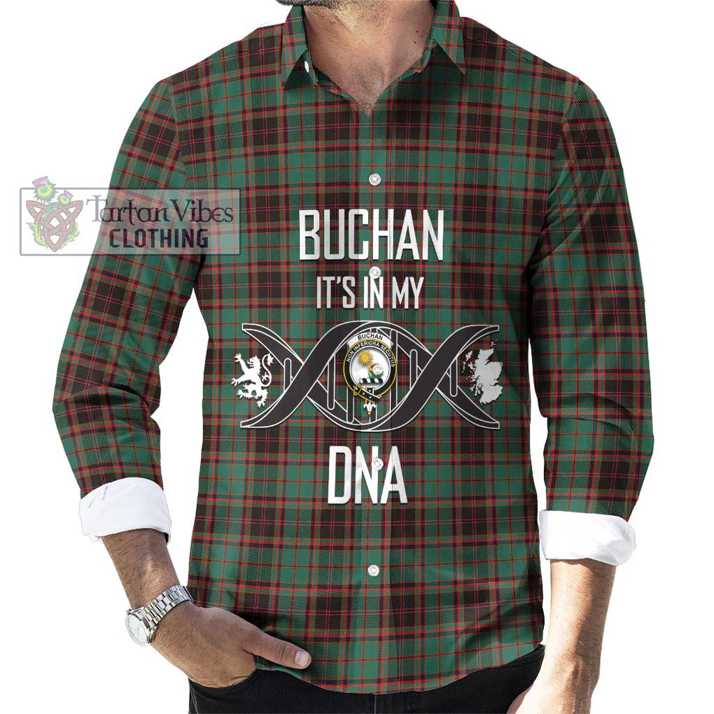 Buchan Ancient Tartan Long Sleeve Button Shirt with Family Crest DNA In Me Style Men's Shirt S - Tartanvibesclothing Shop