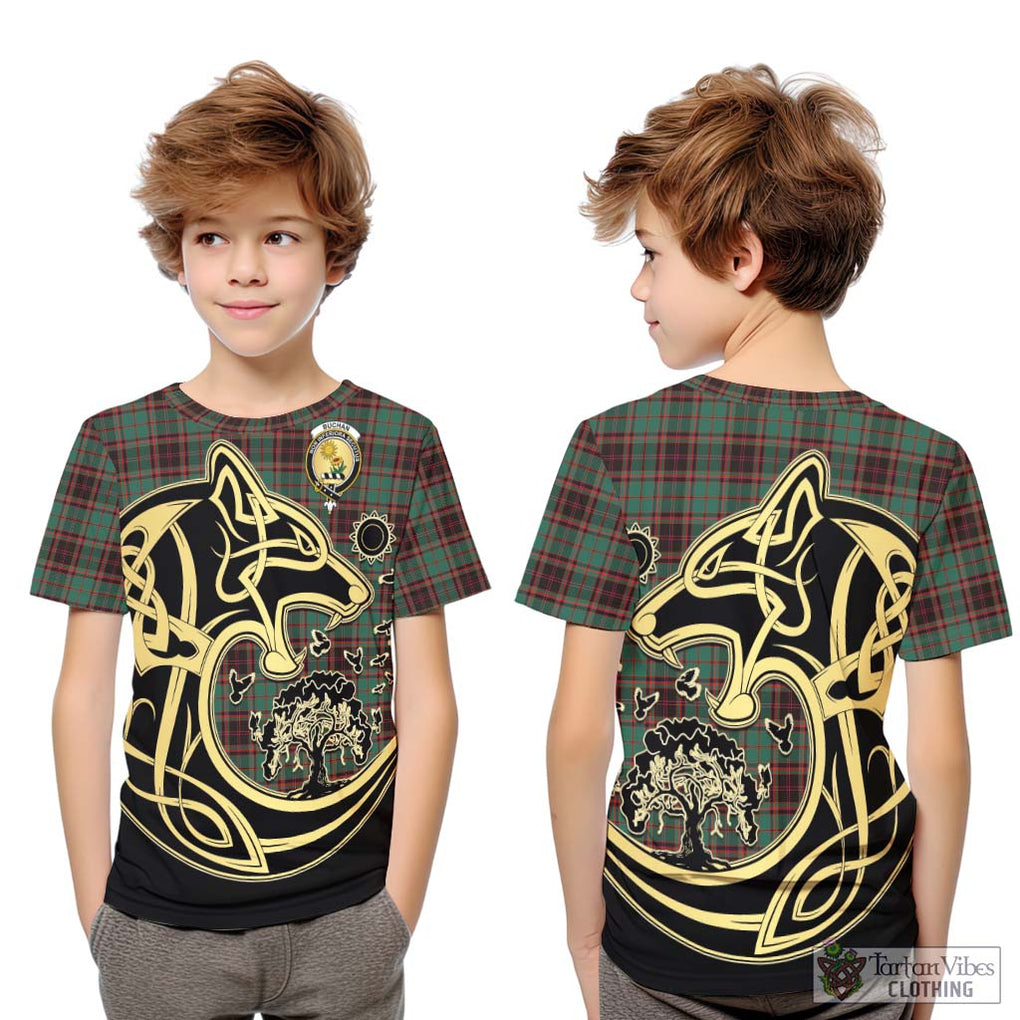 Buchan Ancient Tartan Kid T-Shirt with Family Crest Celtic Wolf Style Youth XL Size14 - Tartan Vibes Clothing