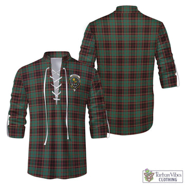 Buchan Ancient Tartan Men's Scottish Traditional Jacobite Ghillie Kilt Shirt with Family Crest