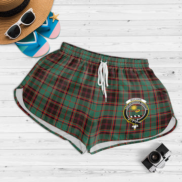 Buchan Ancient Tartan Womens Shorts with Family Crest