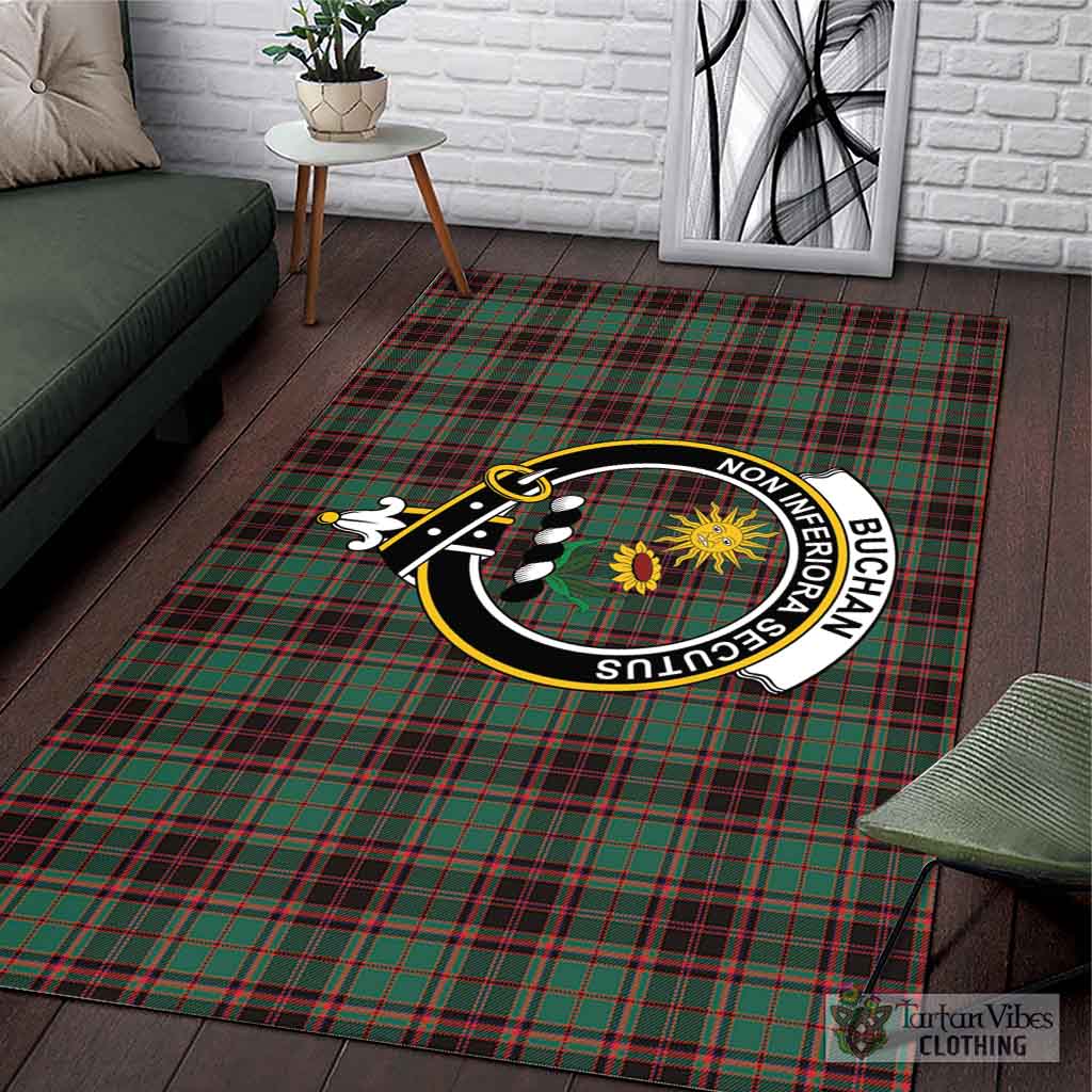 Tartan Vibes Clothing Buchan Ancient Tartan Area Rug with Family Crest