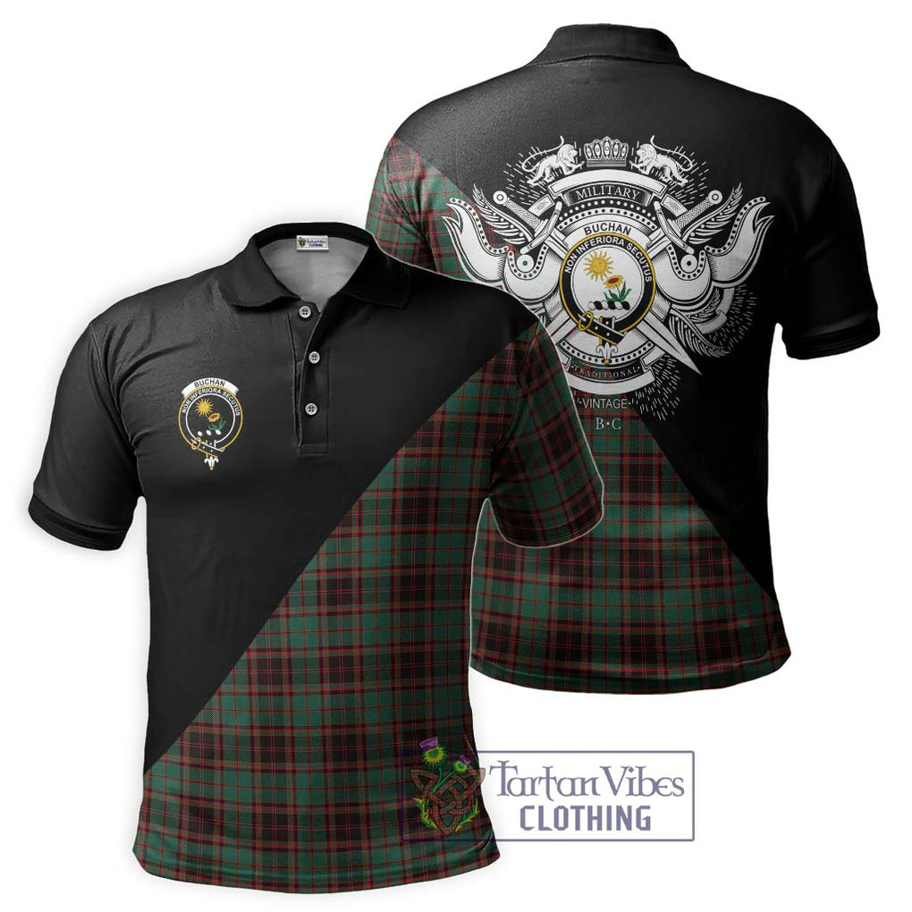 Buchan Ancient Tartan Polo Shirt with Family Crest and Military Logo Style Kid - Tartanvibesclothing Shop