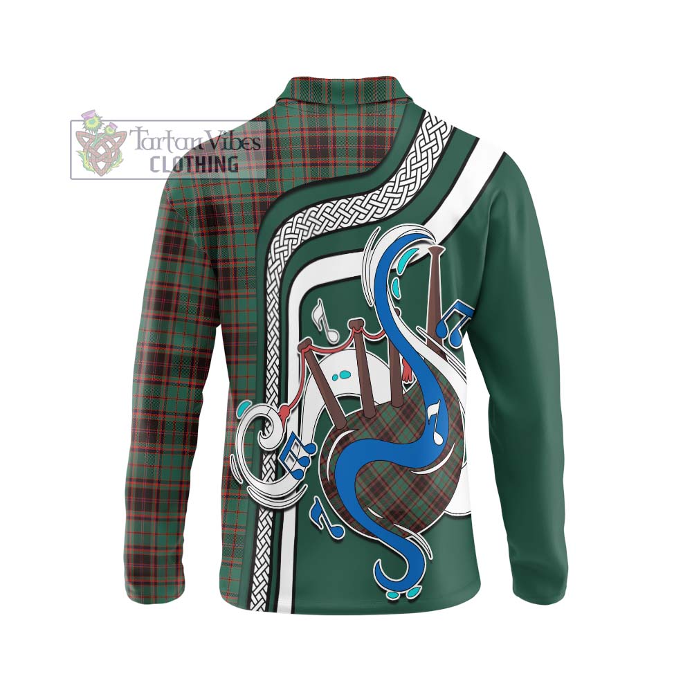 Tartan Vibes Clothing Buchan Ancient Tartan Long Sleeve Polo Shirt with Epic Bagpipe Style