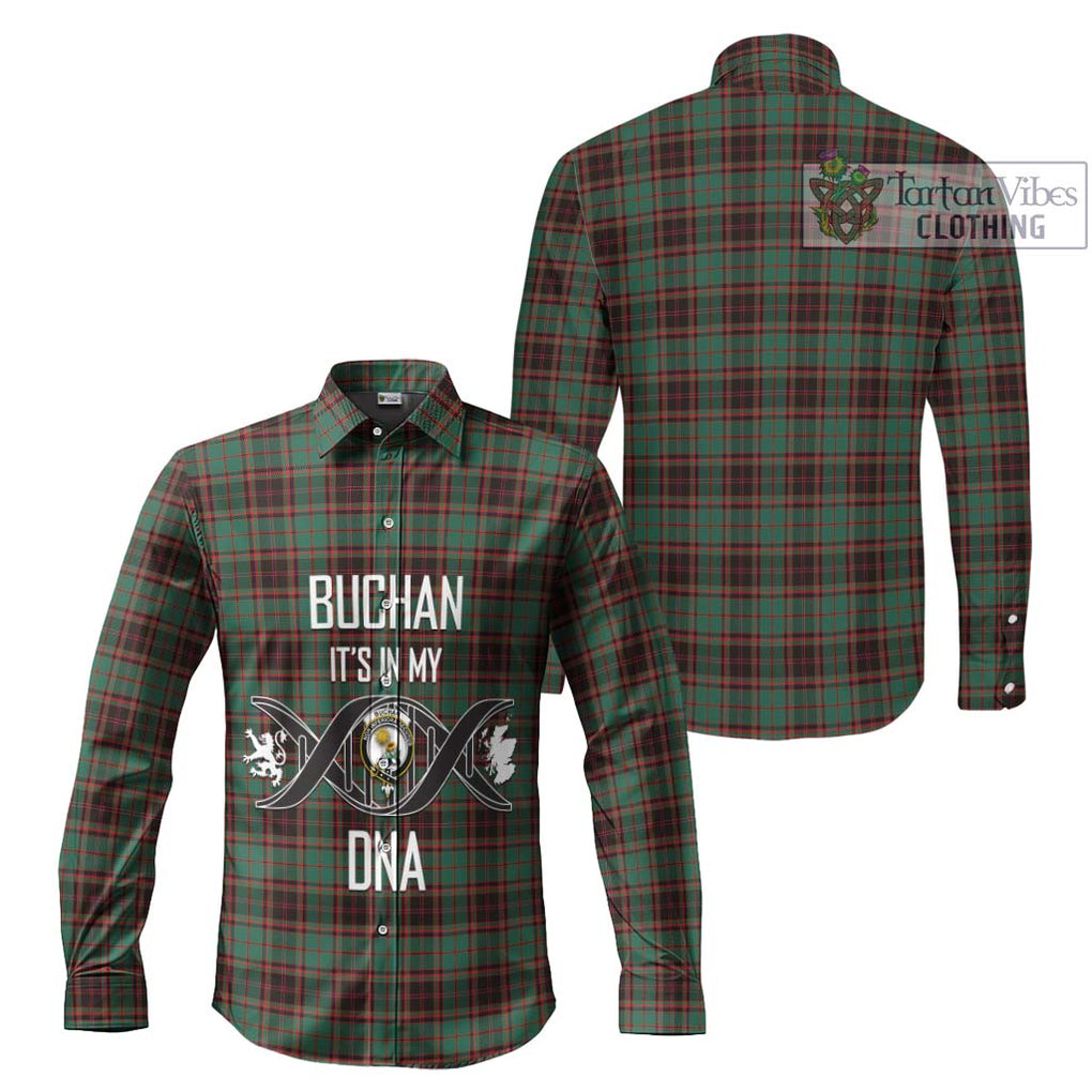 Buchan Ancient Tartan Long Sleeve Button Shirt with Family Crest DNA In Me Style Men's Shirt - Tartanvibesclothing Shop