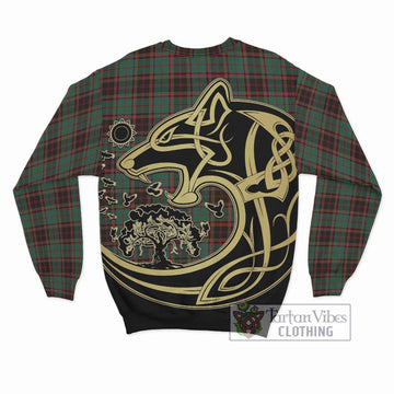 Buchan Ancient Tartan Sweatshirt with Family Crest Celtic Wolf Style