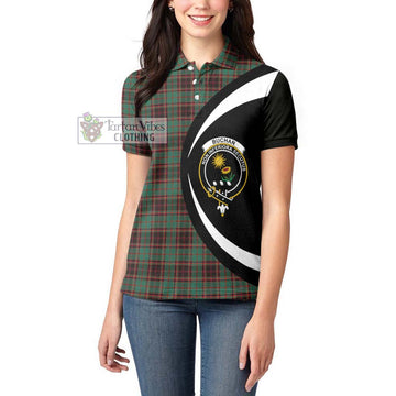 Buchan Ancient Tartan Women's Polo Shirt with Family Crest Circle Style