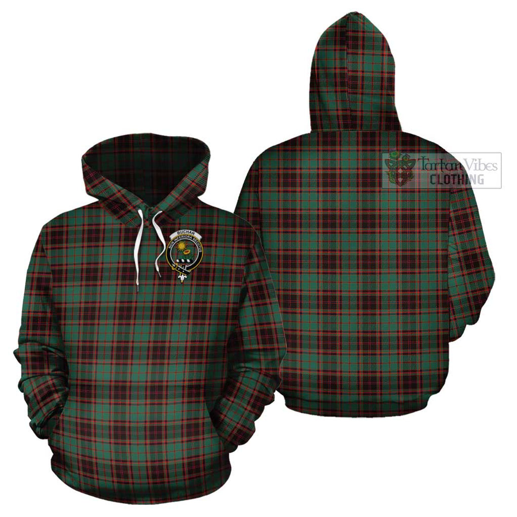 Buchan Ancient Tartan Cotton Hoodie with Family Crest Pullover Hoodie - Tartan Vibes Clothing