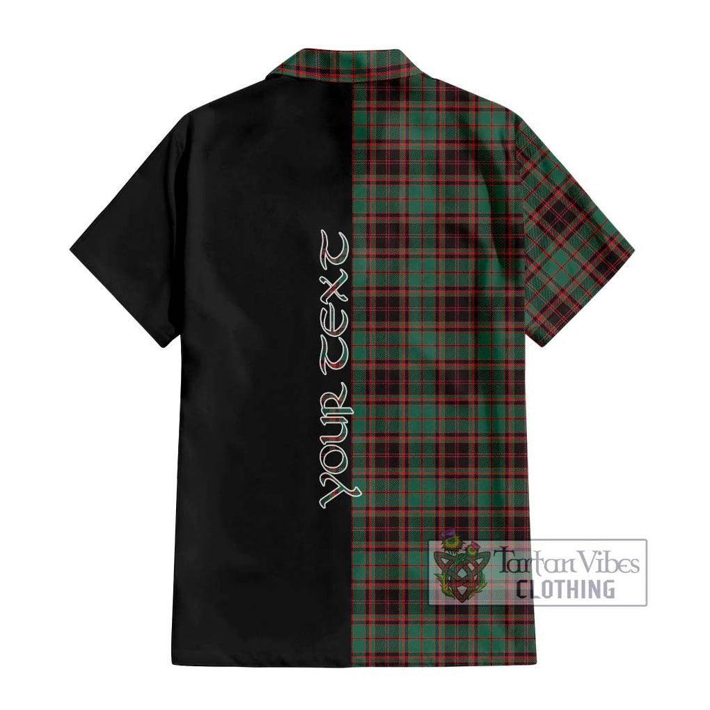 Buchan Ancient Tartan Short Sleeve Button Shirt with Family Crest and Half Of Me Style - Tartanvibesclothing Shop