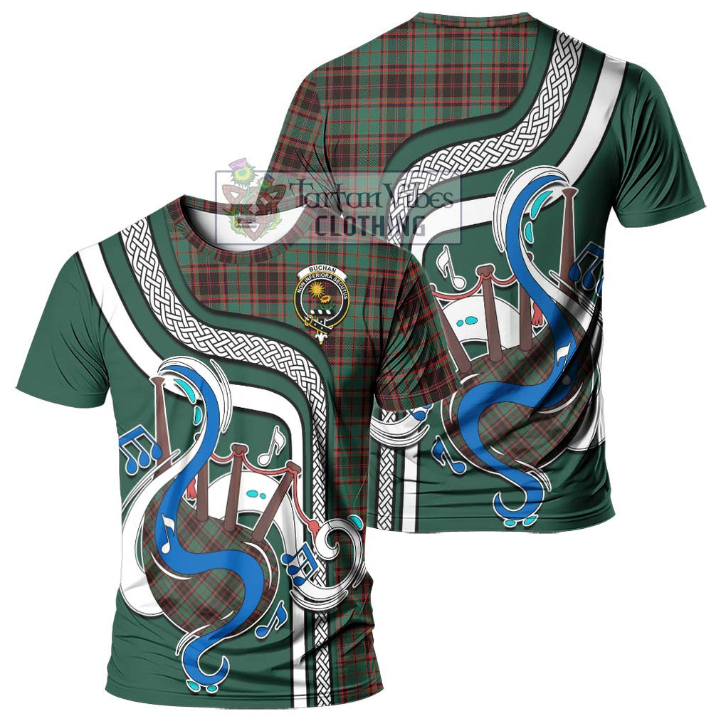 Buchan Ancient Tartan T-Shirt with Epic Bagpipe Style - Tartanvibesclothing Shop