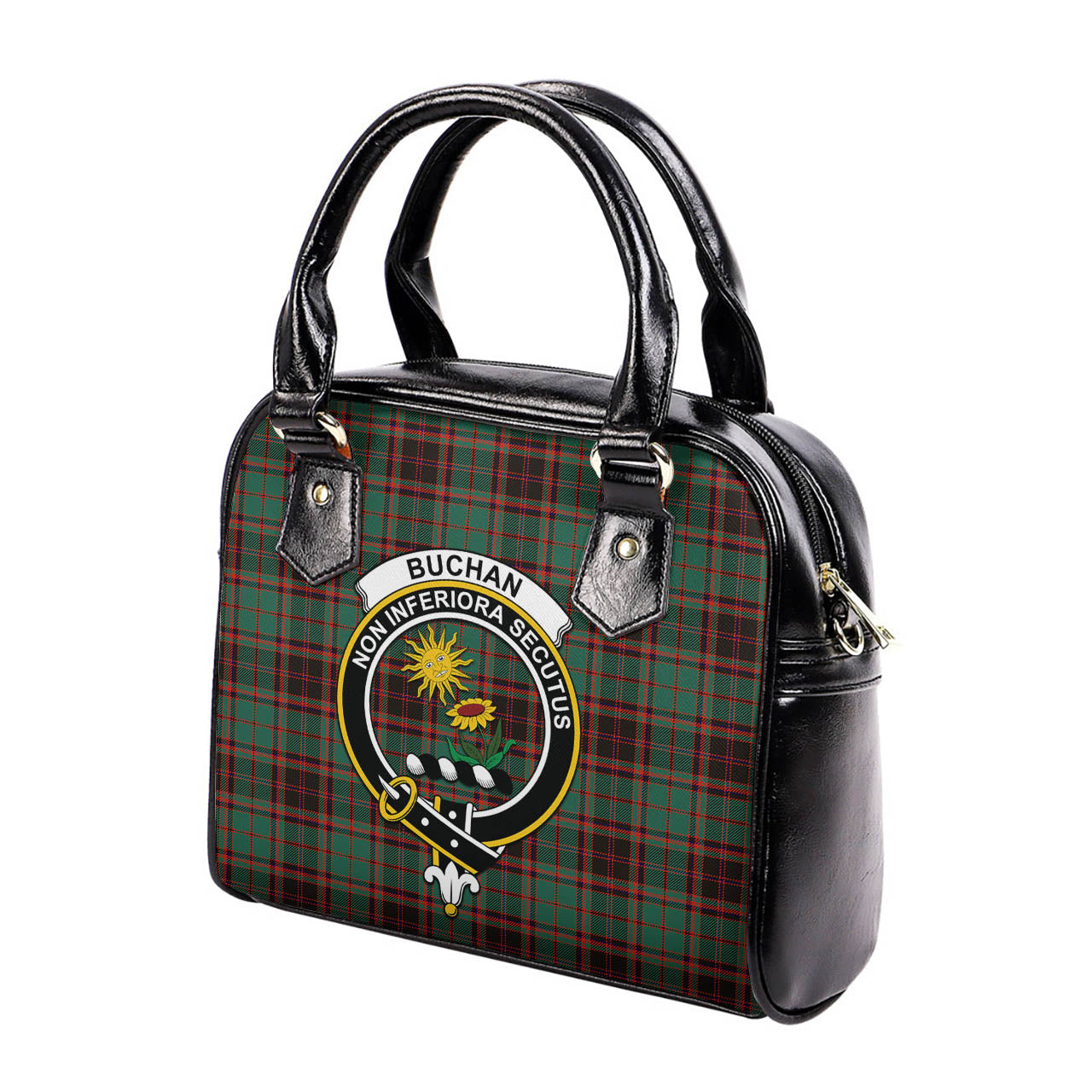 Buchan Ancient Tartan Shoulder Handbags with Family Crest - Tartanvibesclothing