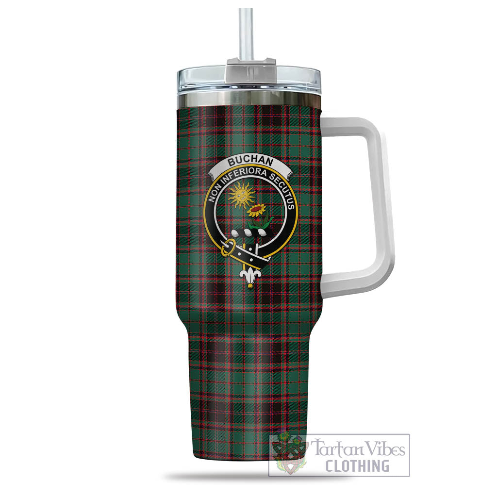 Tartan Vibes Clothing Buchan Ancient Tartan and Family Crest Tumbler with Handle