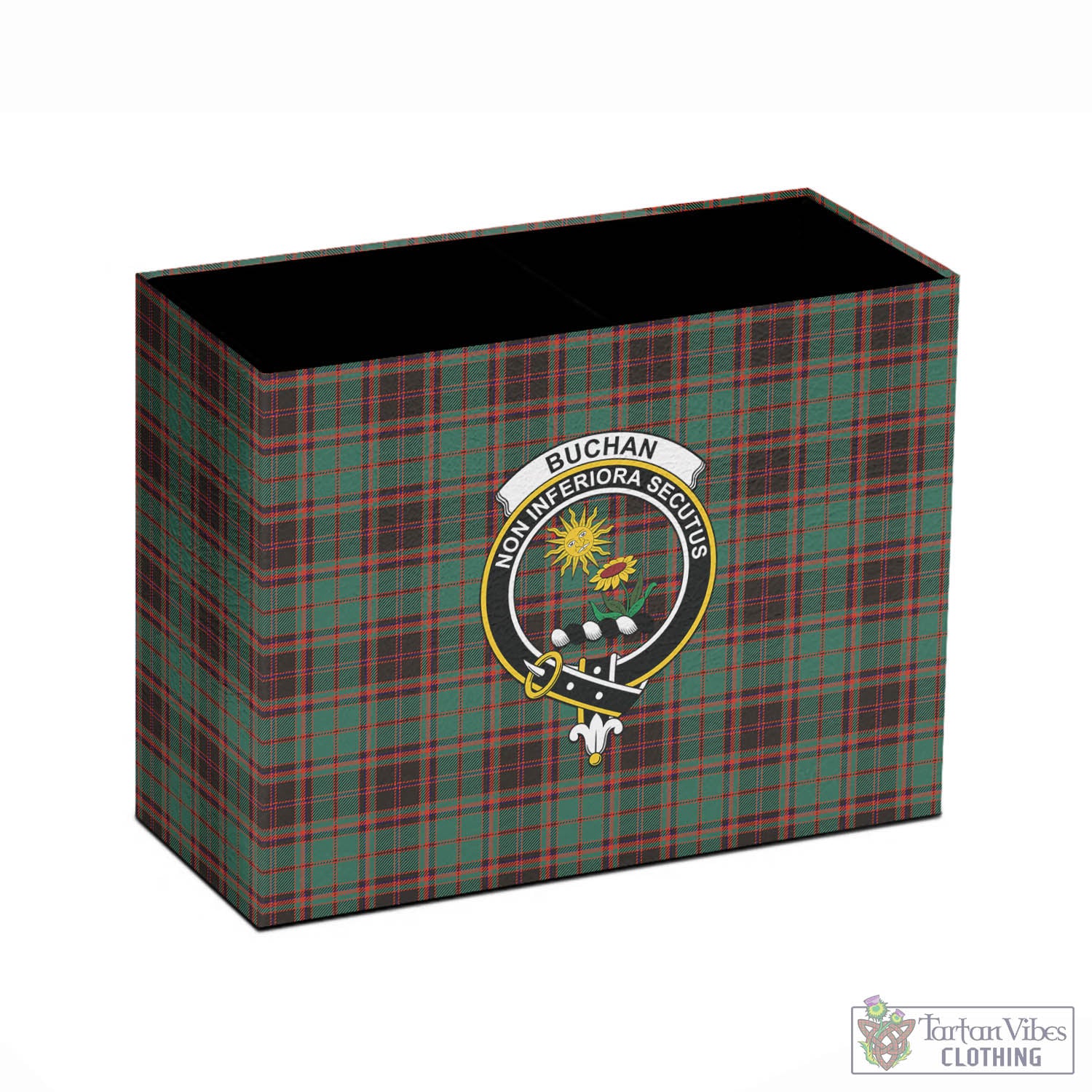 Tartan Vibes Clothing Buchan Ancient Tartan Pen Holder with Family Crest