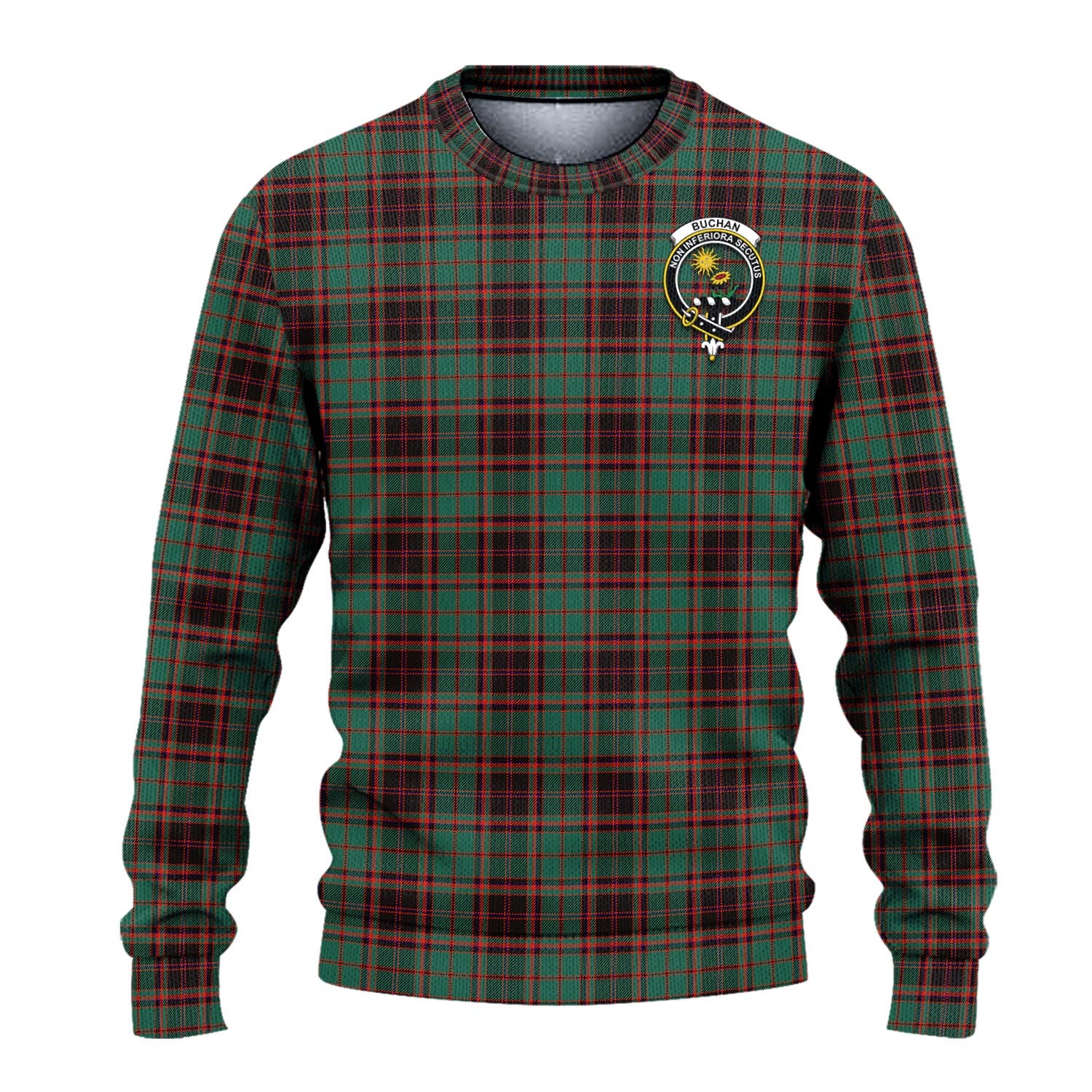 Buchan Ancient Tartan Knitted Sweater with Family Crest - Tartanvibesclothing