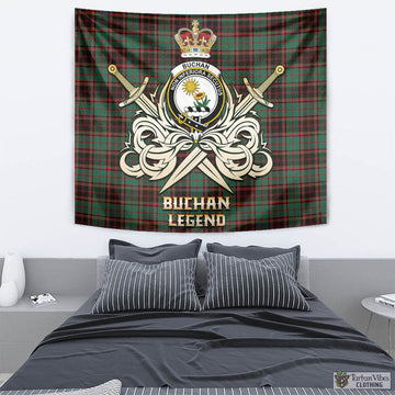 Buchan Ancient Tartan Tapestry with Clan Crest and the Golden Sword of Courageous Legacy