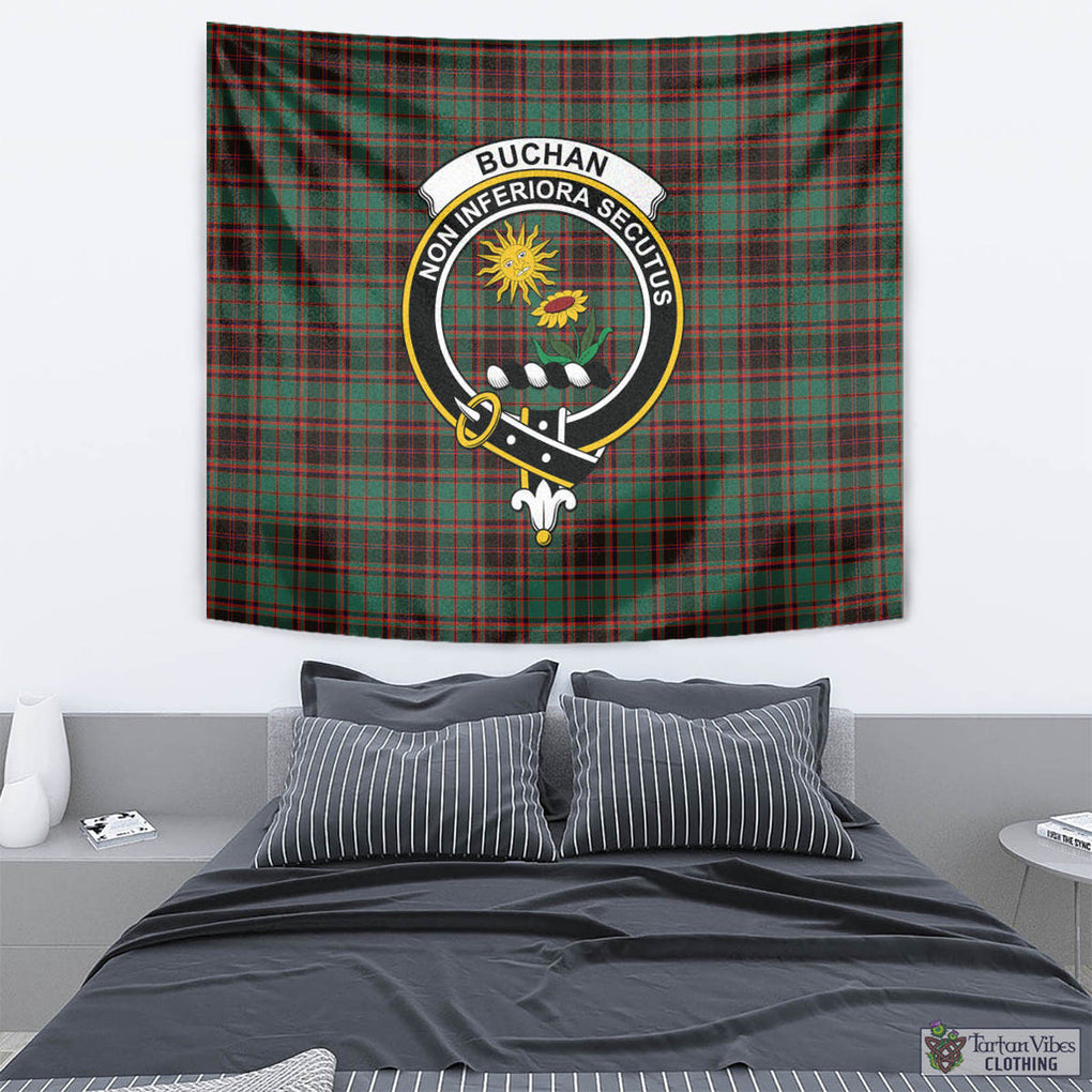 Tartan Vibes Clothing Buchan Ancient Tartan Tapestry Wall Hanging and Home Decor for Room with Family Crest