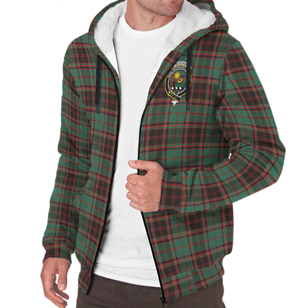 Buchan Ancient Tartan Sherpa Hoodie with Family Crest - Tartanvibesclothing