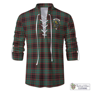 Buchan Ancient Tartan Men's Scottish Traditional Jacobite Ghillie Kilt Shirt with Family Crest