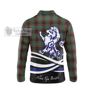 Buchan Ancient Tartan Long Sleeve Polo Shirt with Alba Gu Brath Regal Lion Emblem