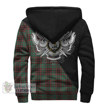 Buchan Ancient Tartan Sherpa Hoodie with Family Crest and Military Logo Style