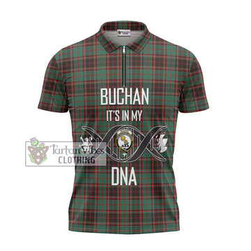 Buchan Ancient Tartan Zipper Polo Shirt with Family Crest DNA In Me Style