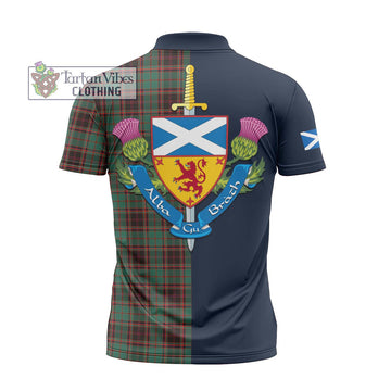 Buchan Ancient Tartan Zipper Polo Shirt Alba with Scottish Lion Royal Arm Half Style