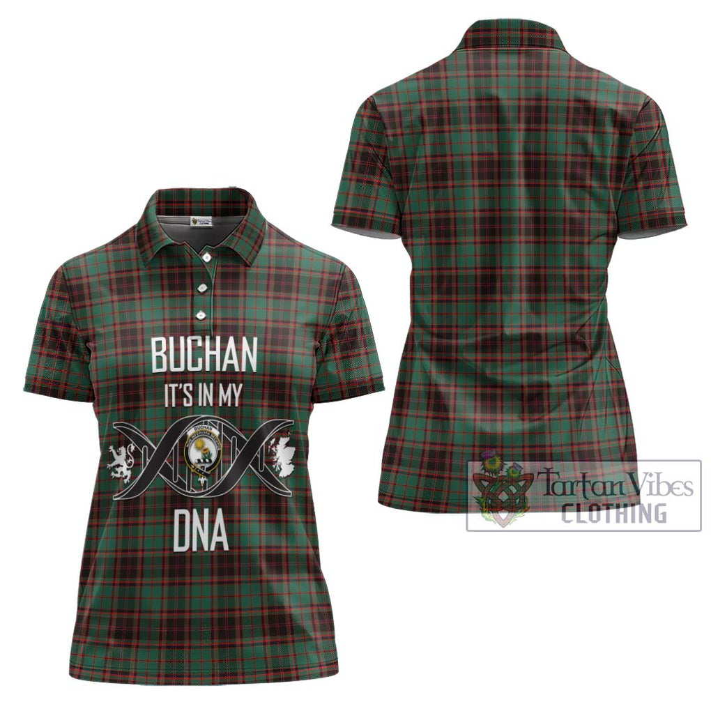 Buchan Ancient Tartan Women's Polo Shirt with Family Crest DNA In Me Style - Tartanvibesclothing Shop