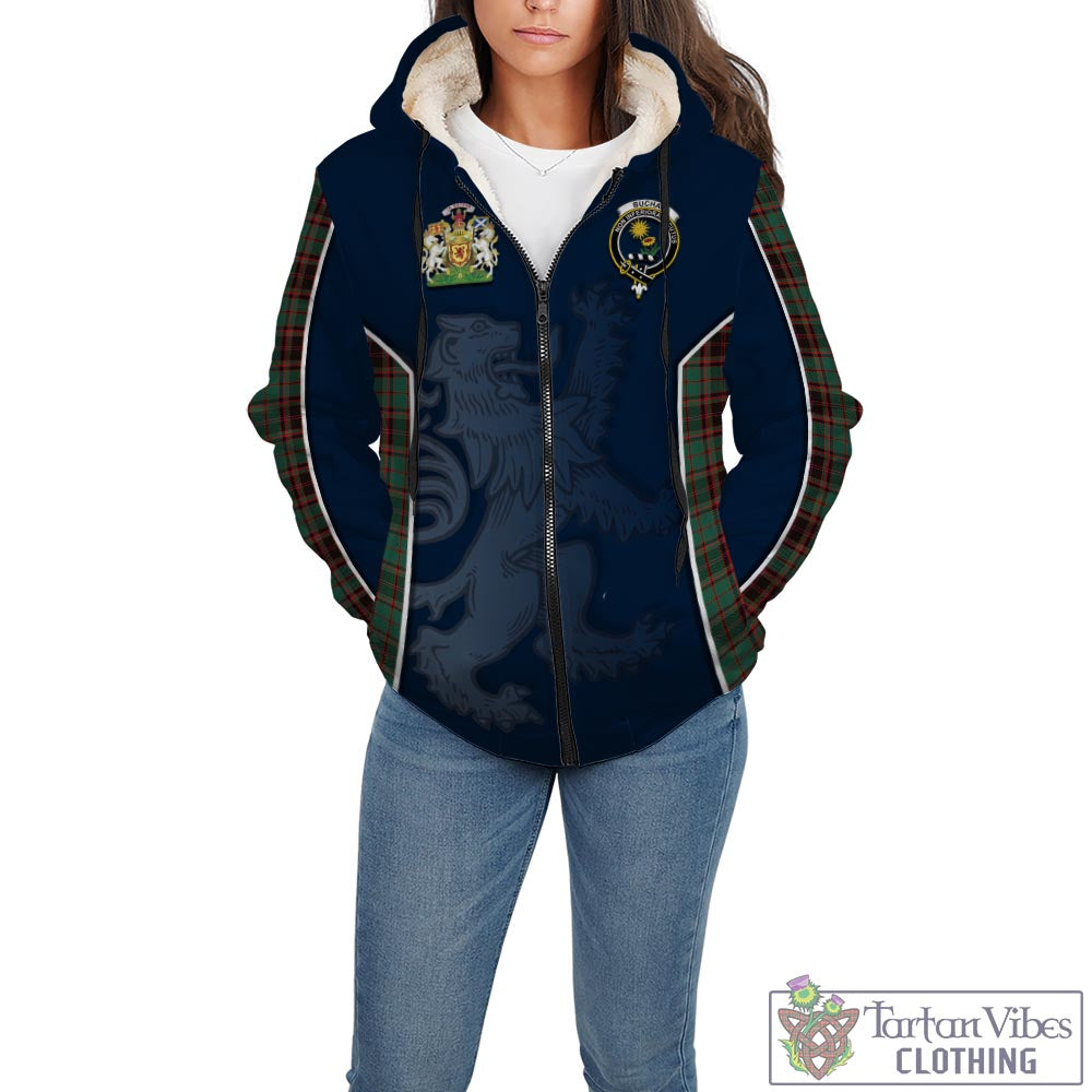 Tartan Vibes Clothing Buchan Ancient Tartan Sherpa Hoodie with Family Crest and Lion Rampant Vibes Sport Style