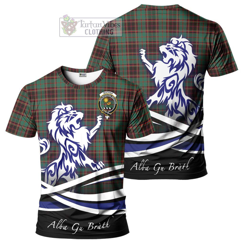 Tartan Vibes Clothing Buchan Ancient Tartan Cotton T-shirt with Alba Gu Brath Regal Lion Emblem