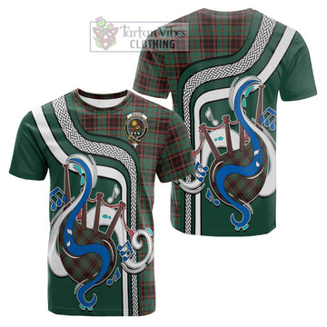 Buchan Ancient Tartan Cotton T-shirt with Epic Bagpipe Style