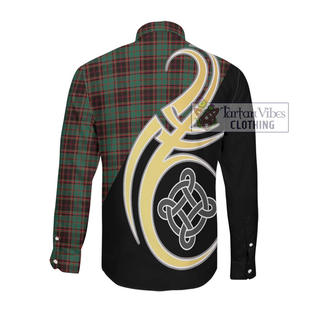 Buchan Ancient Tartan Long Sleeve Button Shirt with Family Crest and Celtic Symbol Style Men's Shirt - Tartan Vibes Clothing