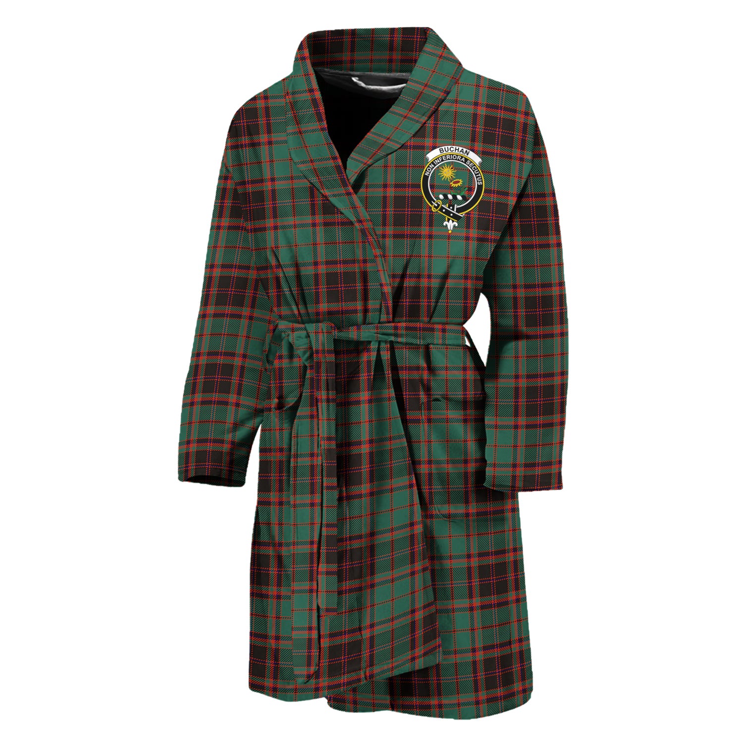 Buchan Ancient Tartan Bathrobe with Family Crest Unisex M - Tartan Vibes Clothing