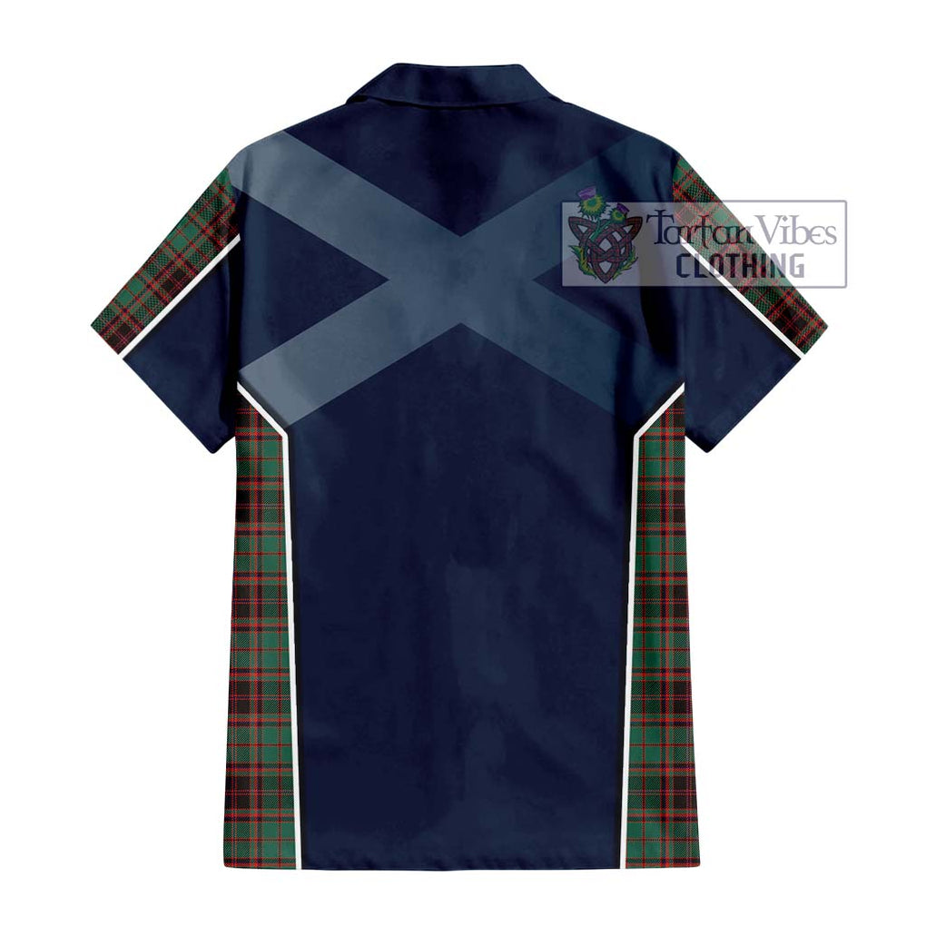 Buchan Ancient Tartan Short Sleeve Button Shirt with Family Crest and Lion Rampant Vibes Sport Style - Tartan Vibes Clothing