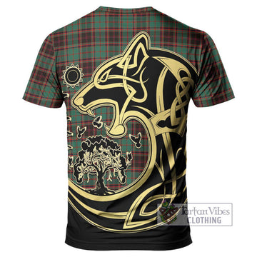 Buchan Ancient Tartan T-Shirt with Family Crest Celtic Wolf Style