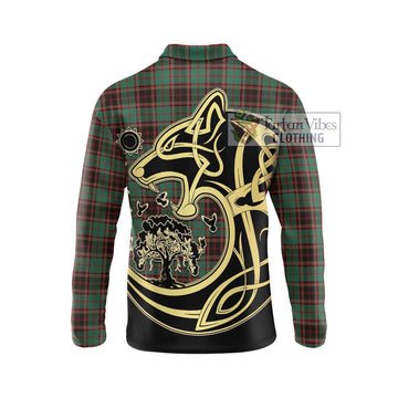 Buchan Ancient Tartan Long Sleeve Polo Shirt with Family Crest Celtic Wolf Style