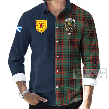 Buchan Ancient Tartan Long Sleeve Button Shirt Alba with Scottish Lion Royal Arm Half Style