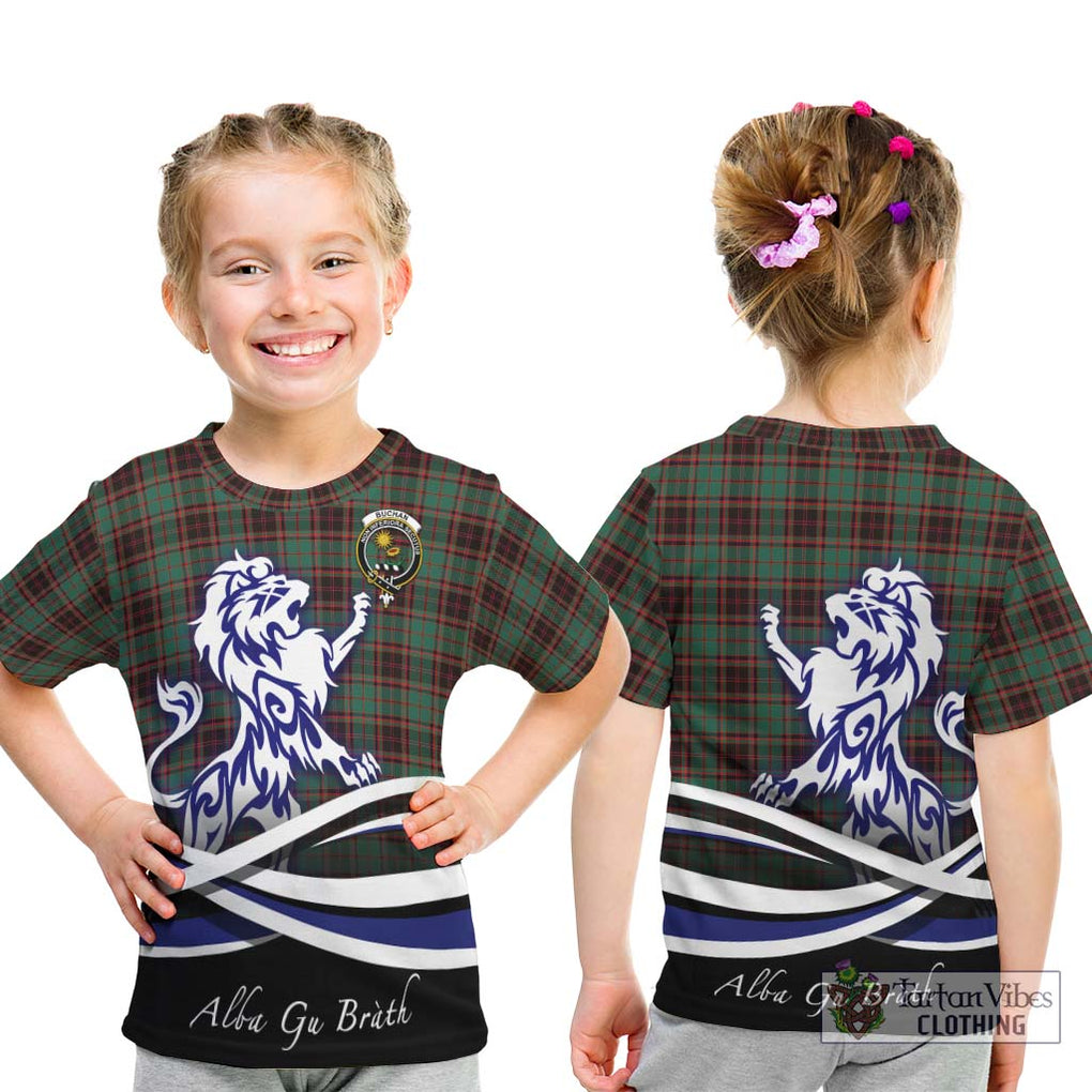 Buchan Ancient Tartan Kid T-Shirt with Alba Gu Brath Regal Lion Emblem - Tartanvibesclothing Shop