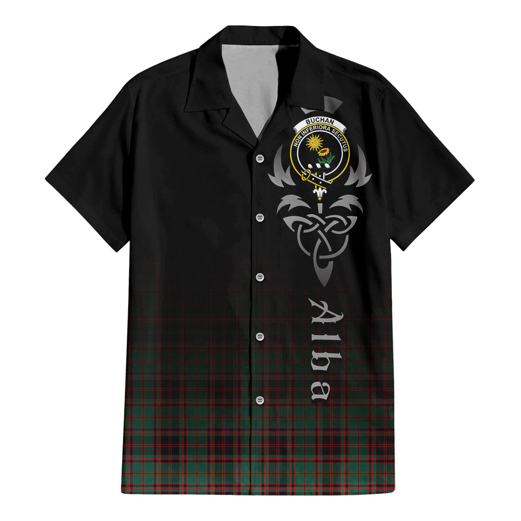 Tartan Vibes Clothing Buchan Ancient Tartan Short Sleeve Button Up Featuring Alba Gu Brath Family Crest Celtic Inspired