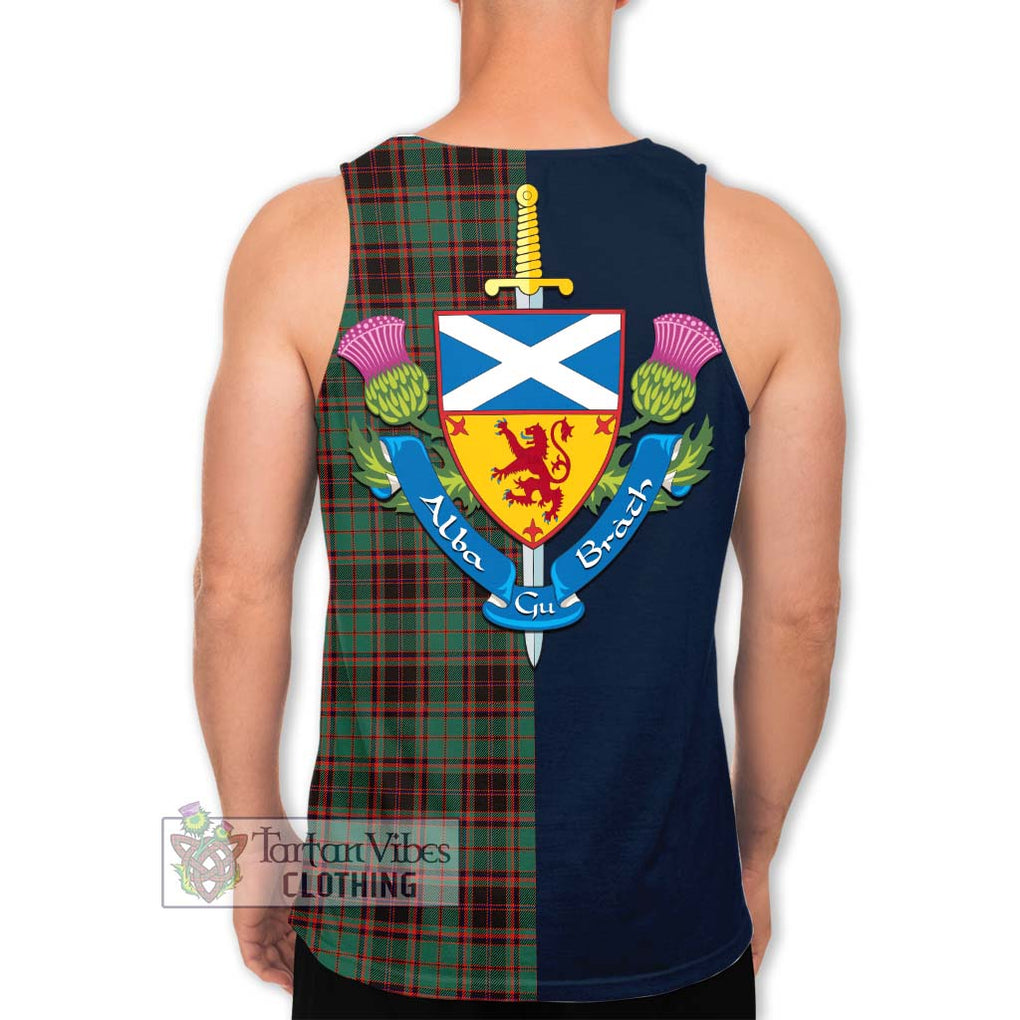 Tartan Vibes Clothing Buchan Ancient Tartan Men's Tank Top with Scottish Lion Royal Arm Half Style