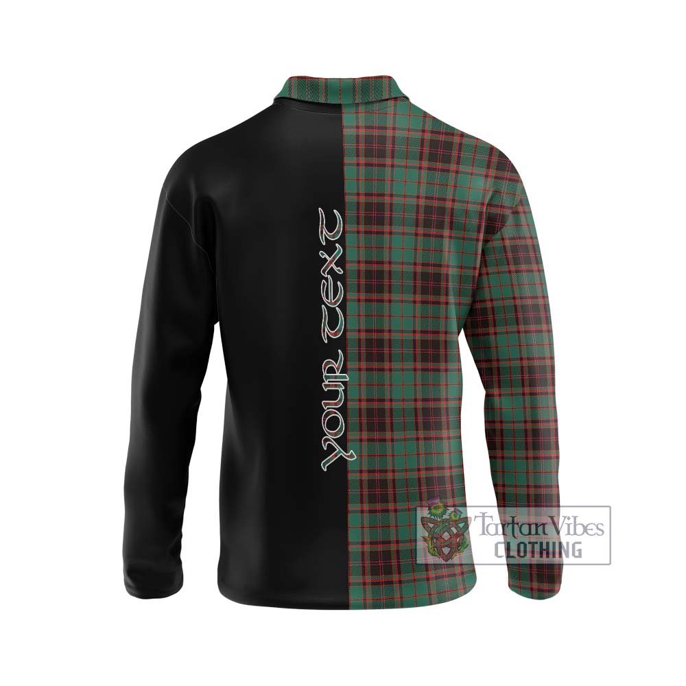 Buchan Ancient Tartan Long Sleeve Polo Shirt with Family Crest and Half Of Me Style - Tartanvibesclothing Shop