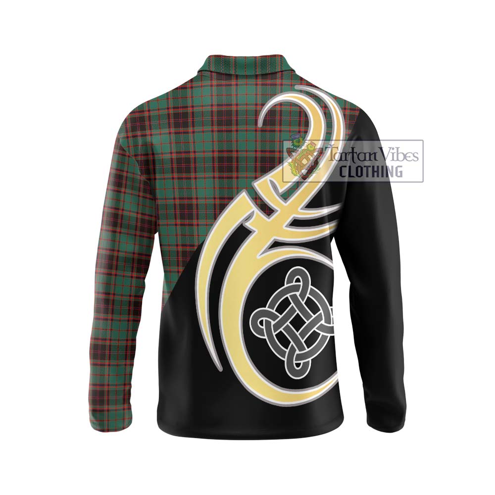 Buchan Ancient Tartan Long Sleeve Polo Shirt with Family Crest and Celtic Symbol Style - Tartan Vibes Clothing