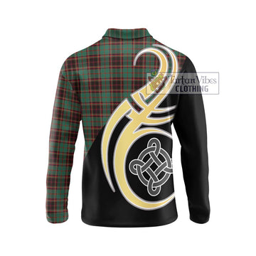 Buchan Ancient Tartan Long Sleeve Polo Shirt with Family Crest and Celtic Symbol Style