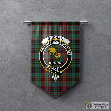 Buchan Ancient Tartan Gonfalon, Tartan Banner with Family Crest