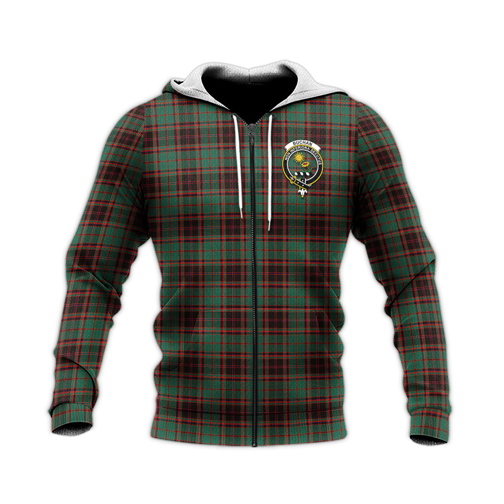 Buchan Ancient Tartan Knitted Hoodie with Family Crest Unisex Knitted Zip Hoodie - Tartanvibesclothing