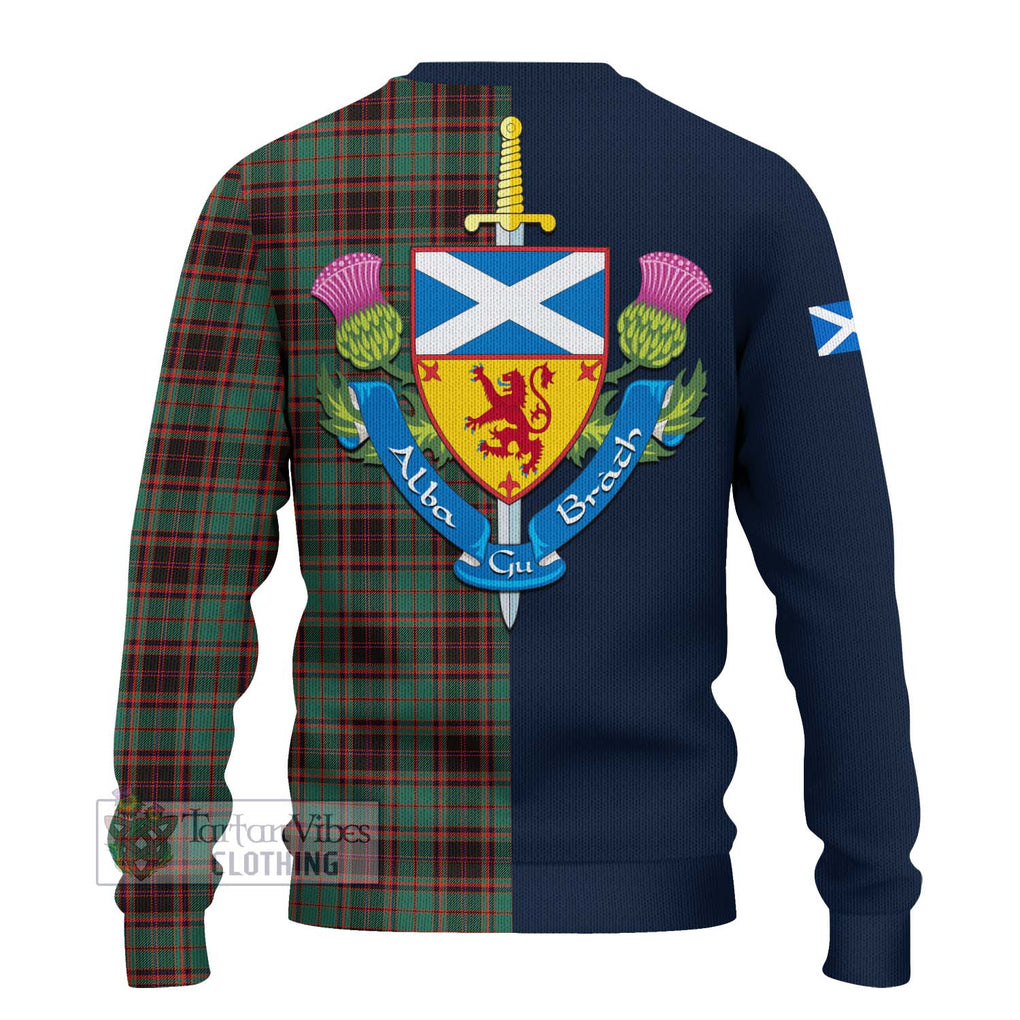 Tartan Vibes Clothing Buchan Ancient Tartan Knitted Sweater with Scottish Lion Royal Arm Half Style