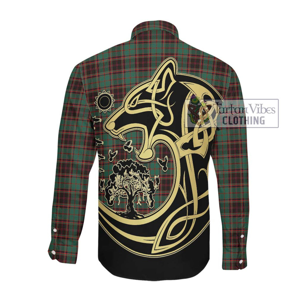 Buchan Ancient Tartan Long Sleeve Button Shirt with Family Crest Celtic Wolf Style Men's Shirt - Tartan Vibes Clothing