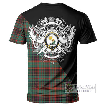 Buchan Ancient Tartan T-Shirt with Family Crest and Military Logo Style