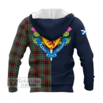 Buchan Ancient Tartan Knitted Hoodie Alba with Scottish Lion Royal Arm Half Style