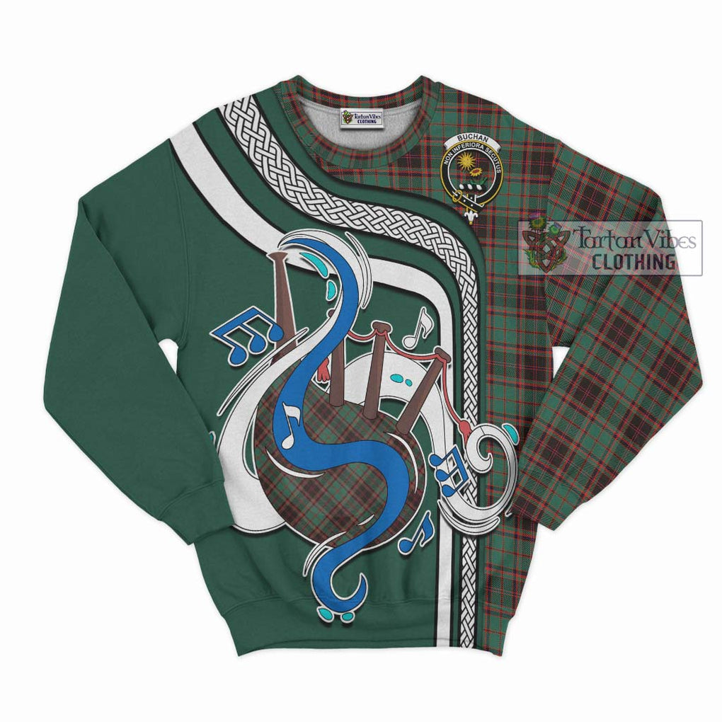 Buchan Ancient Tartan Sweatshirt with Epic Bagpipe Style - Tartanvibesclothing Shop