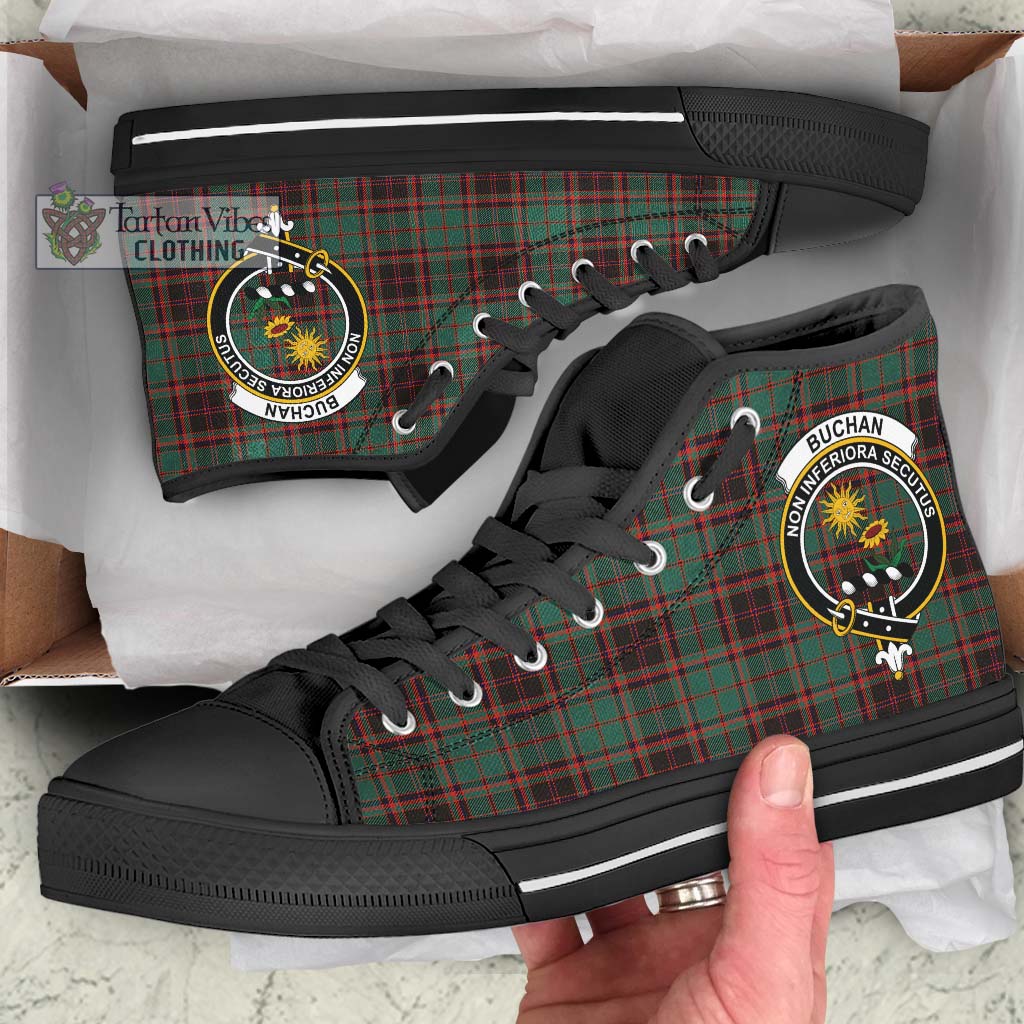 Tartan Vibes Clothing Buchan Ancient Tartan High Top Shoes with Family Crest